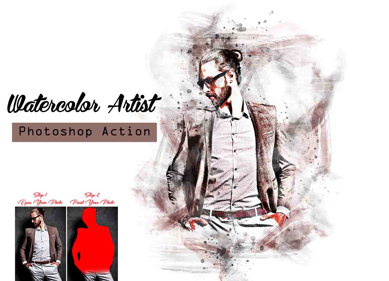 16 Watercolor Painting Photoshop Action Bundle - Artixty