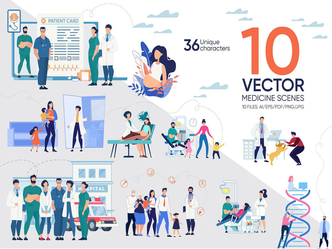 24-In-1 Flat Illustrations Mega Bundle - Artixty