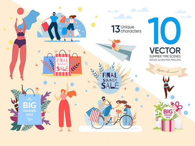 24-In-1 Flat Illustrations Mega Bundle - Artixty