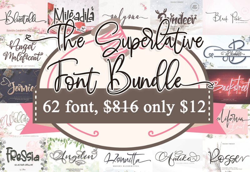 The Superlative Font Bundle - 62 Elegant Fonts | Artixty