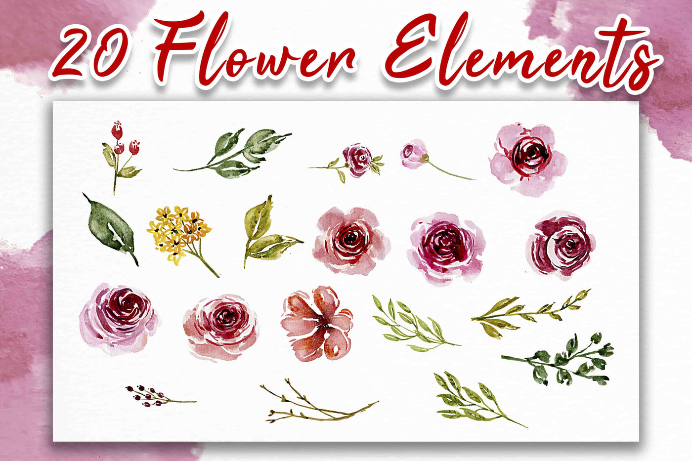 300+ Watercolor Flower Clip Art Bundle Vol. 1 - Artixty