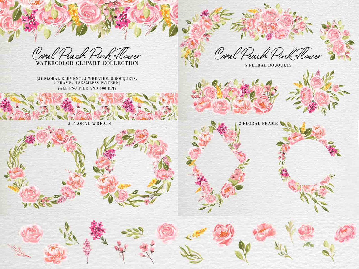 300+ Watercolor Flower Clip Art Bundle Vol. 1 - Artixty