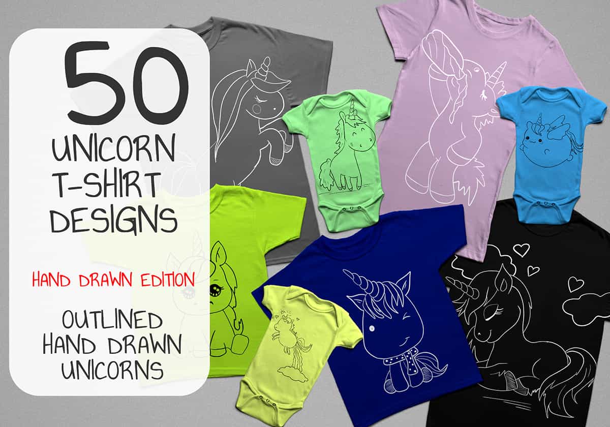 264 Hand Drawn T-shirt Designs Mega Bundle - Artixty