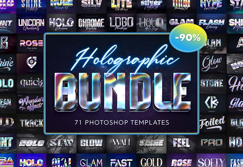 Holographic Text Logo Effects Bundle