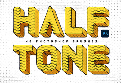 48 Halftone Photoshop Brushes Bundle