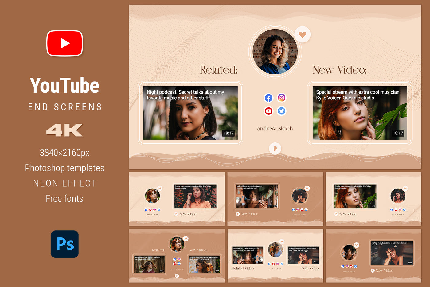 YouTube Branding Templates  Bundle - Artixty