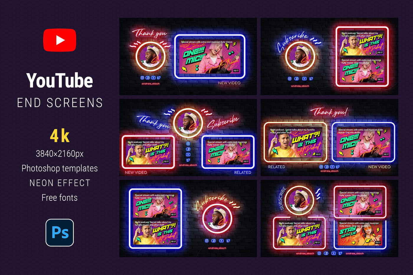 YouTube Branding Templates  Bundle - Artixty