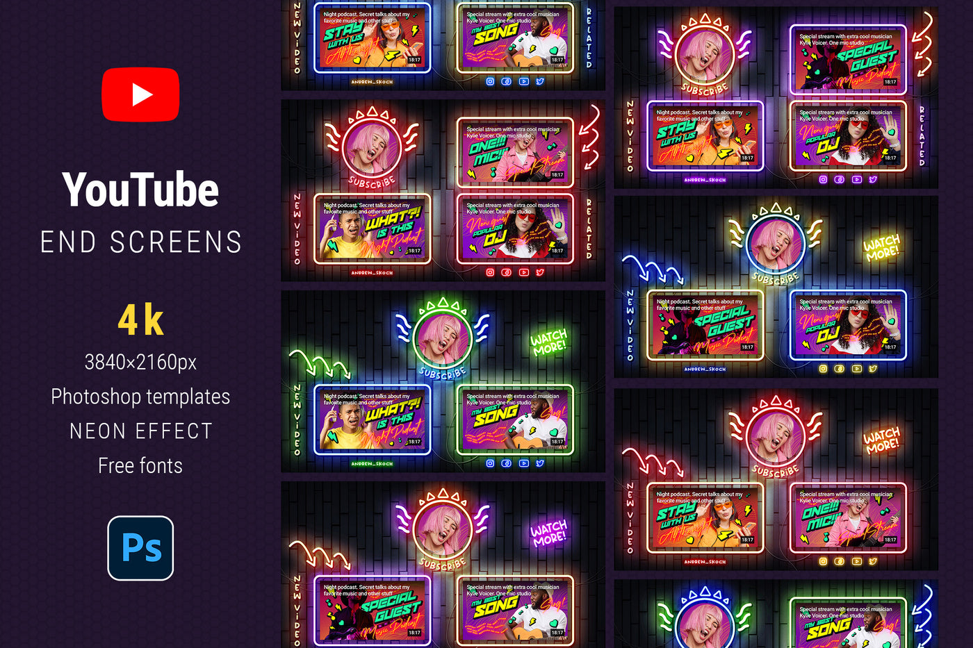 YouTube Branding Templates  Bundle - Artixty