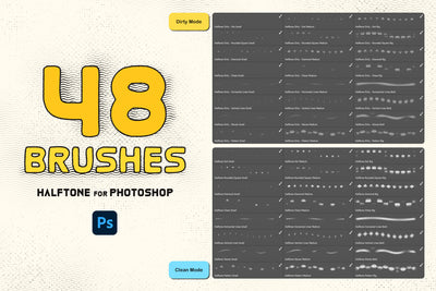 48 Halftone Photoshop Brushes Bundle