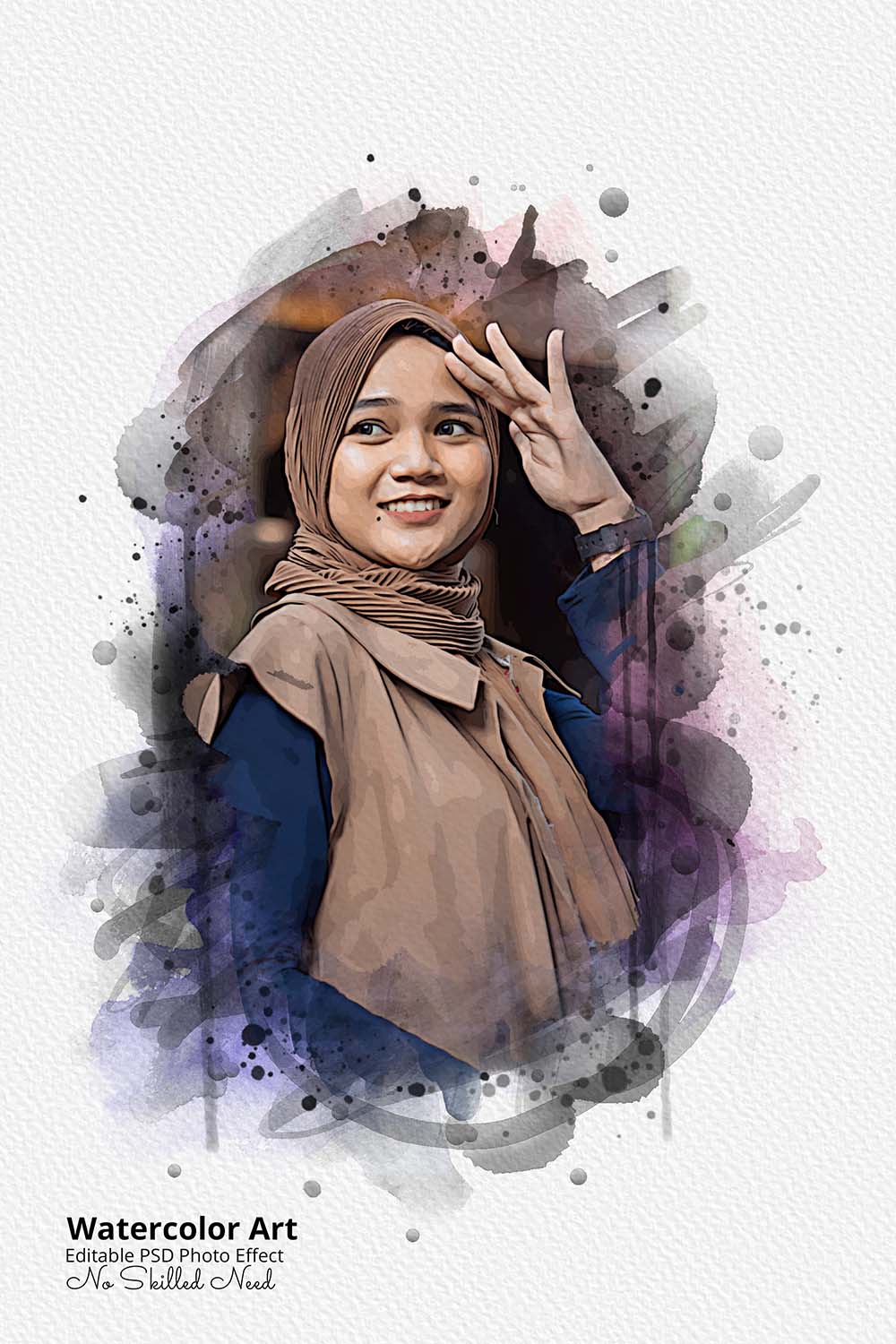 30 Portrait Watercolor Photo Effect Templates - Artixty