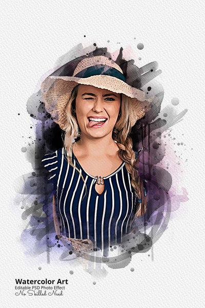 30 Portrait Watercolor Photo Effect Templates - Artixty