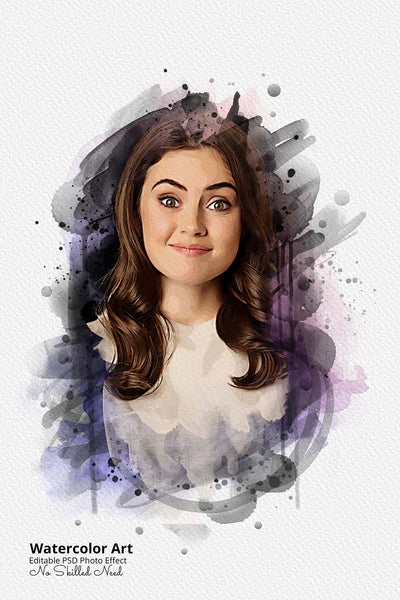 30 Portrait Watercolor Photo Effect Templates - Artixty