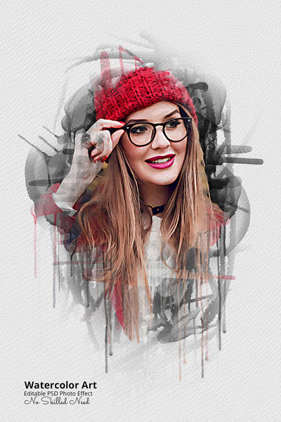 30 Portrait Watercolor Photo Effect Templates - Artixty