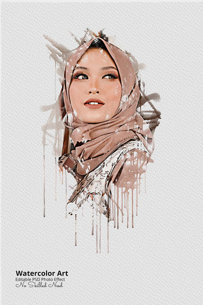 30 Portrait Watercolor Photo Effect Templates - Artixty