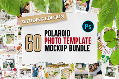 60 Wedding Edition Polaroid Photo Templates Bundle