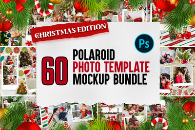 60 Christmas Polaroid Photo Templates Bundle