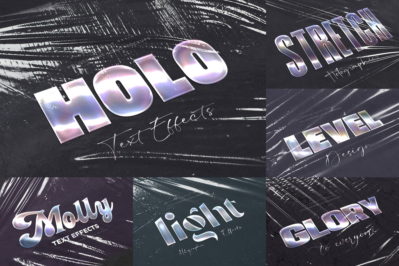 Holographic Text Logo Effects Bundle