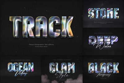 Holographic Text Logo Effects Bundle