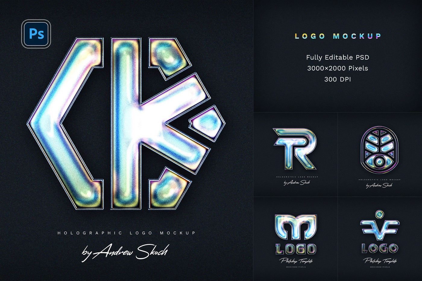 Holographic Text Logo Effects Bundle