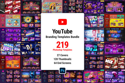 YouTube Branding Templates  Bundle - Artixty