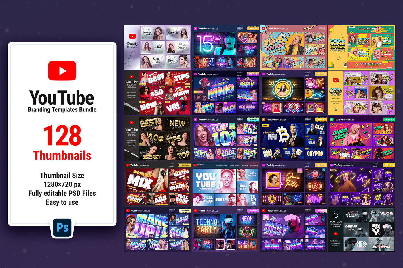 YouTube Branding Templates  Bundle - Artixty