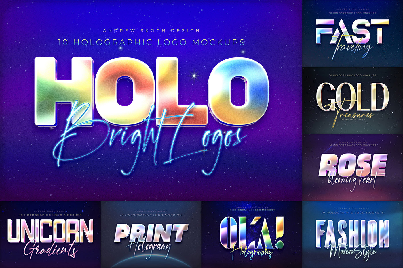 Holographic Text Logo Effects Bundle