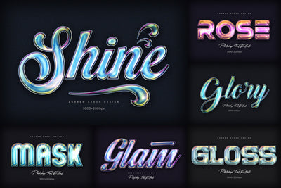 Holographic Text Logo Effects Bundle