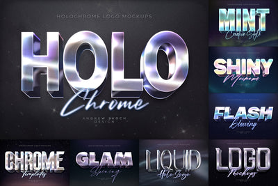 Holographic Text Logo Effects Bundle