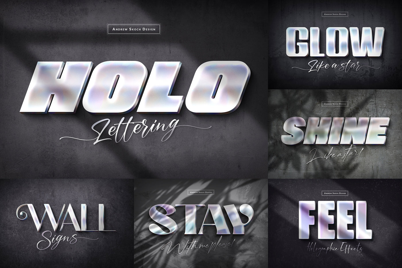 Holographic Text Logo Effects Bundle