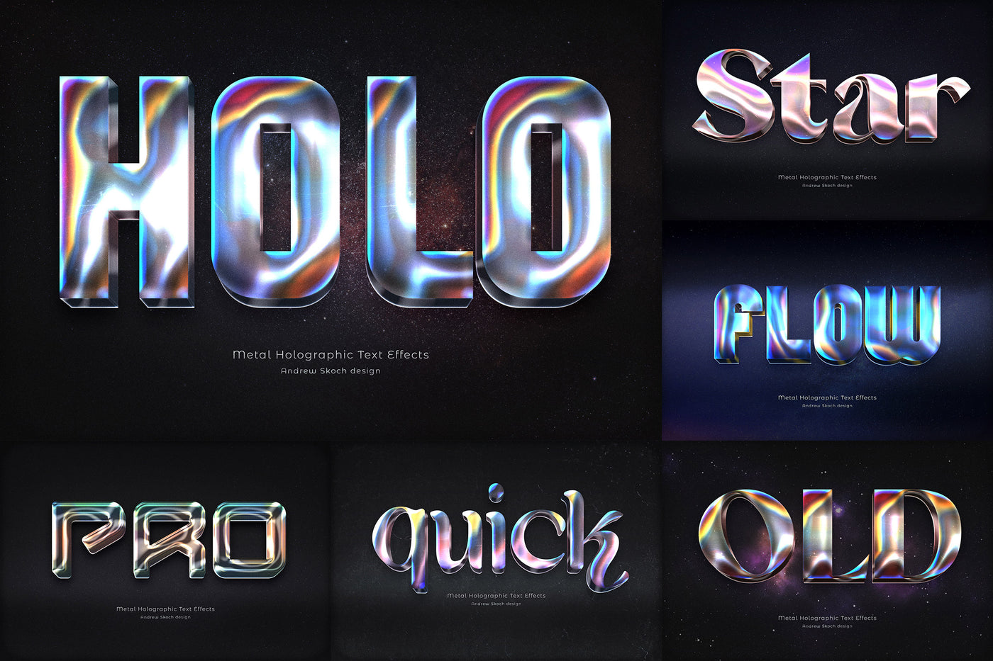 Holographic Text Logo Effects Bundle