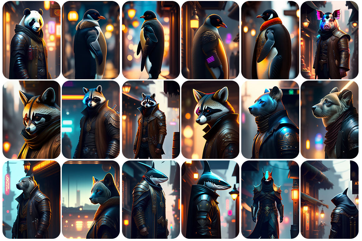 120+ Cyberpunk Animal Illustration Images Bundle - Artixty