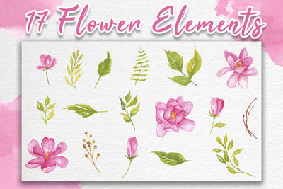 300+ Watercolor Flower Clip Art Bundle Vol. 1-Graphics-Artixty