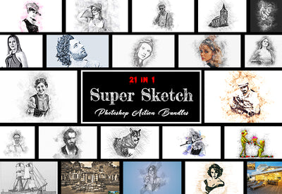 Super Sketch Photoshop Actions Bundle - Artixty